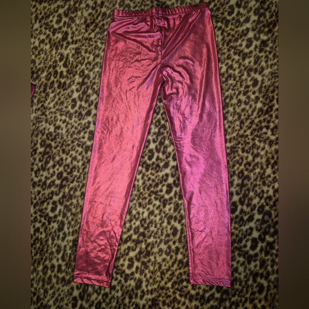 Pink Metallic Leggings & Sequin Shorts Set S - Picture 2 of 8